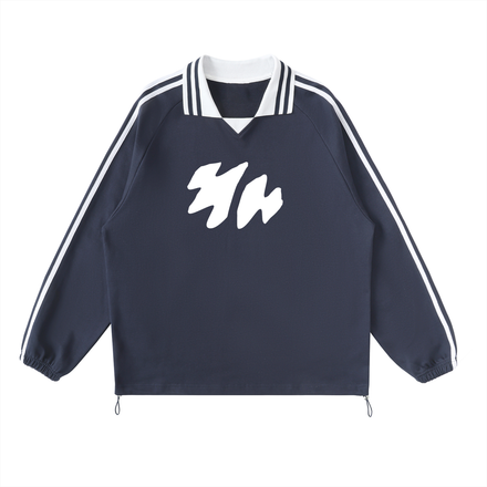 STRIPED COLLAR SWEATSHIRT